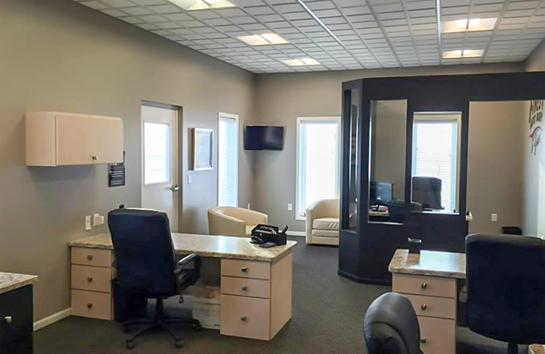 Reception and office area at Finest Auto Body & Glass